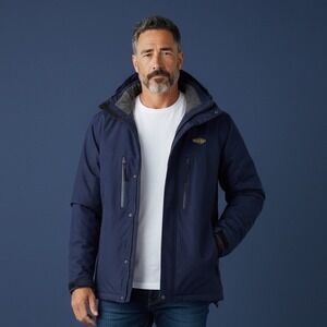 Wantdo Mens Navy Blue Hooded Winter Ski Jacket Insulated Fleece Lined Size M